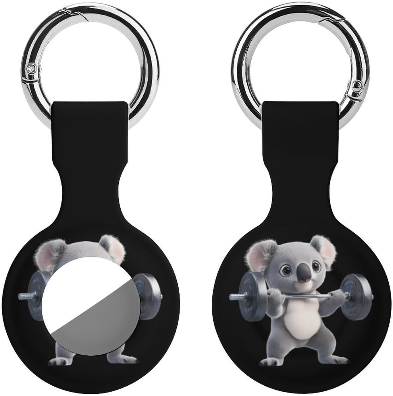 Koala in Weight Llifting Funny Cover Compatible with AirTag Case Protector GPS Tracker Holder with Keychain