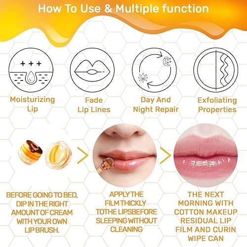 Miniatura 2 de Bálsamo labial Bee Balm Honey Pot - Hidratante y prevención exfoliante labial seco y agrietado - Paquete de 2 máscaras de labios de miel propóleos