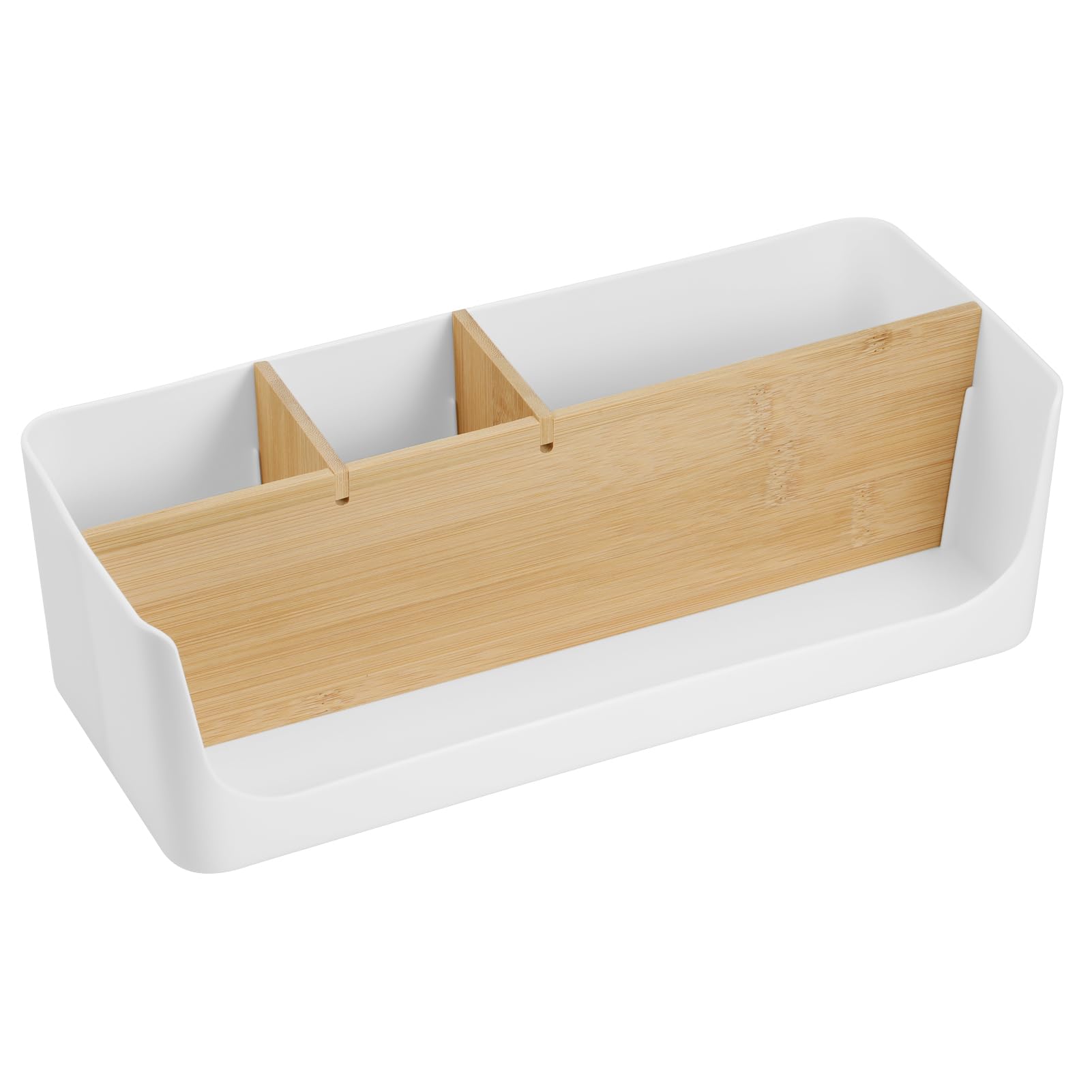 JIANTA Organizador Escritorio Blanco Caja de Almacenaje de Oficina con 4 Compartimentos Portabolígrafos Soporte para Bolígrafos, Smartphone, Tableta, Cosméticos, Material de Oficina (Extra Grande)