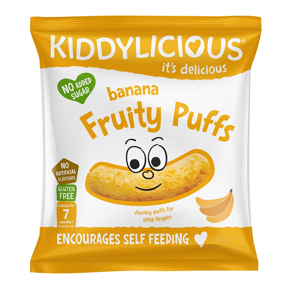 Kiddylicious fruity puffs Banana 10 g (Pack of 6) |Total 60g | Delicious snacks for babies | Crumb Free | Suitable from 7+ Months.