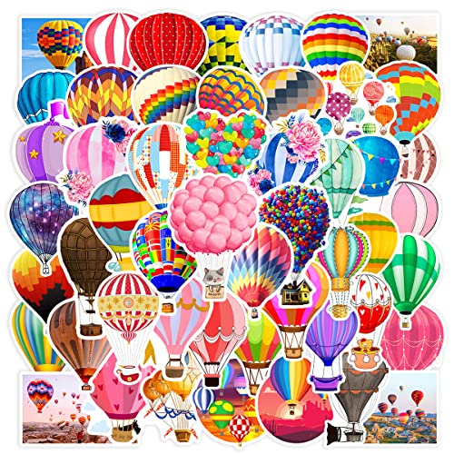 50 adesivi arcobaleno con mongolfiera per scrapbook skateboard, bagagli, bottiglie d'acqua, chitarra, laptop, moto, telefono, auto, valigia, palloncini impermeabili per bambini e ragazzi