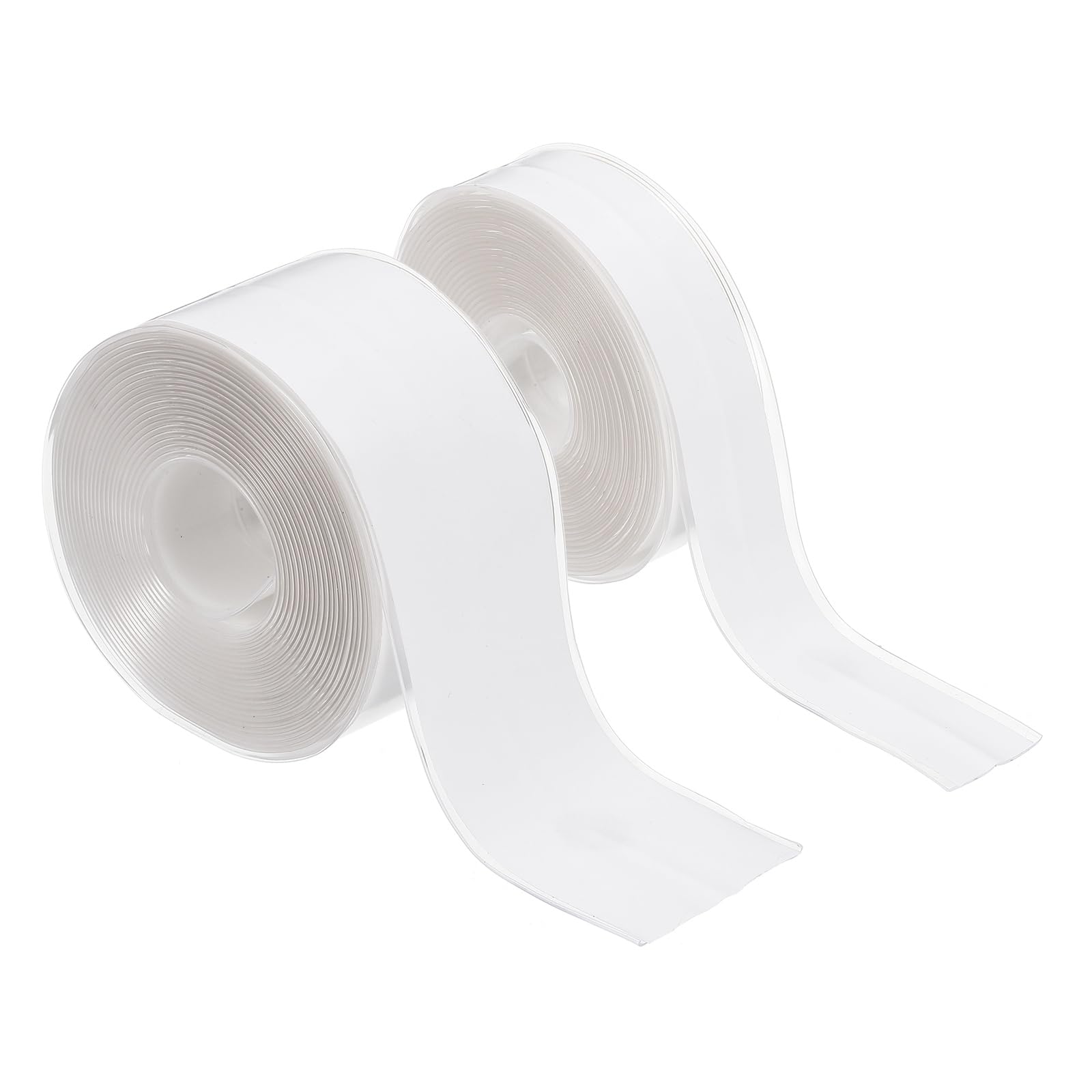 sourcing map 2 Rolls Caulk Tape Waterproof Self-Adhesive, Sealant Caulk Strip for Bathroom Bathtub Toilet Kitchen Countertop Floor Wall Edge Protector, Transparent, 0.9"x10.5ft, 1.5"x10.5ft