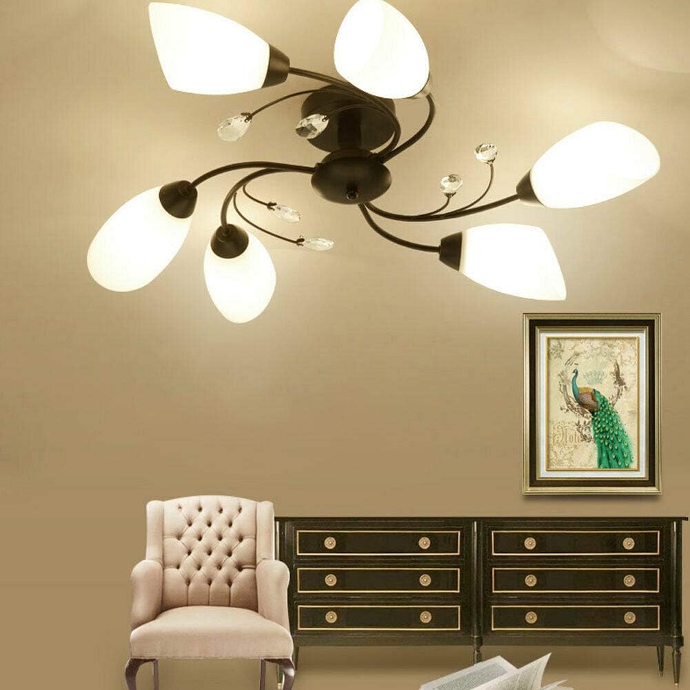 TFCFL 26" Contemporary 6-Light Chandelier, Kitchen Black Chandeliers with Glass Shades, Bronze lamp arm Suitable for Dining Room, Bedroom, Living Room (Semi Flush-6-Light)