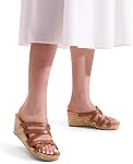 DREAM PAIRS Women's Cork Wedge Slides Sandals Platform Strappy Slip On Dressy Summer Sandals