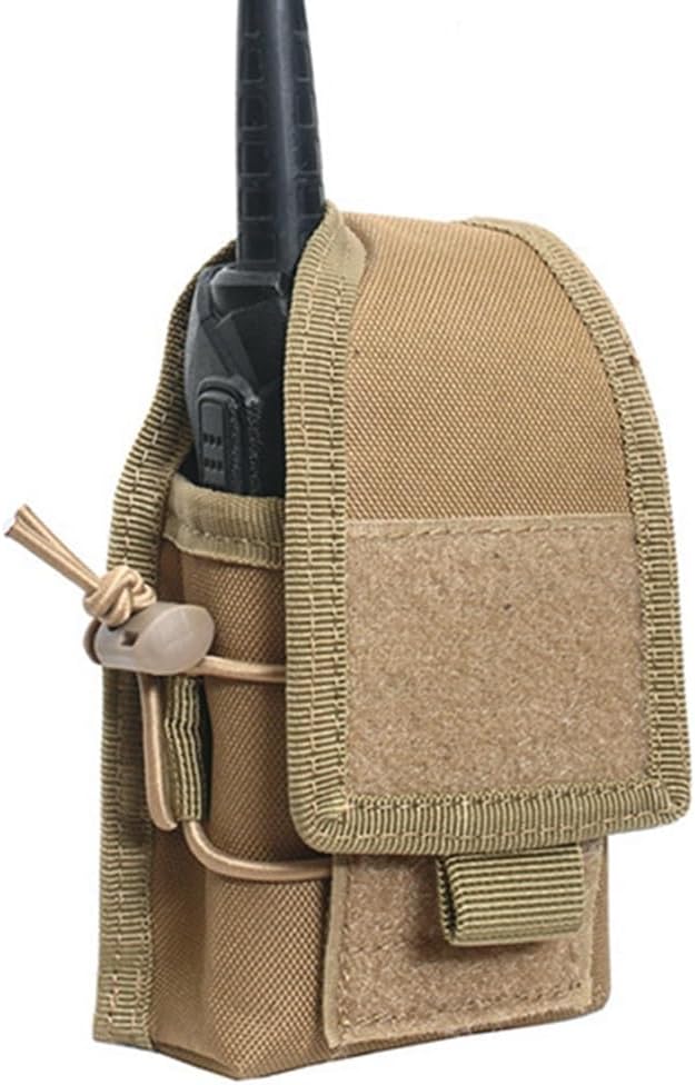 Versatile Pouch Case Holder for GPS Phone, Universal Radio Pouch, Adjustable Molle Magazine Bag with Elastic Cord, Small Nylon Belt Pack for Walkie Talkies Radio