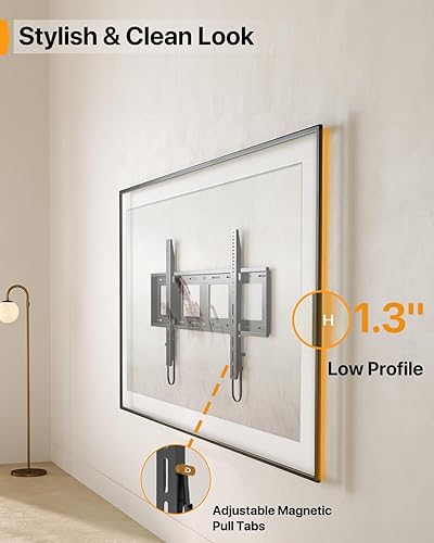 Miniatura 4 de Perlegear Soporte de pared fijo resistente para televisores de 42"-115" de hasta 225 libras, soporte de TV de perfil bajo para pernos de 16", 24",