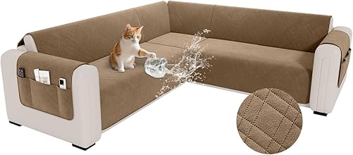 Miniatura 17 de Funda impermeable en forma de L para sofá seccional, funda acolchada de terciopelo para sofá esquinero, en forma de L, protector de muebles con