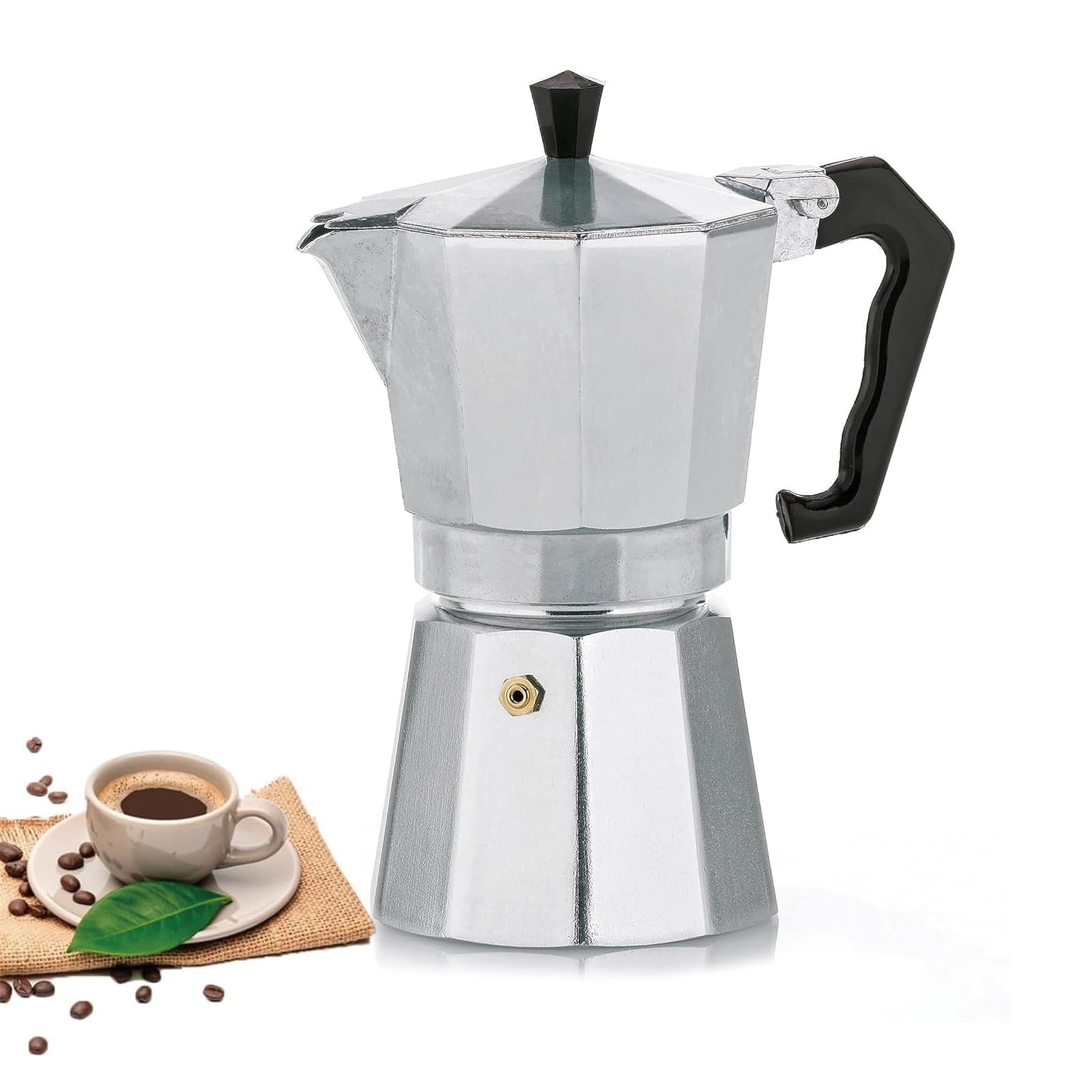 Moka Pot Coffee Maker 1 Cup Moka Pot for Home, Traditional Italian Coffee Brewing, Compact Coffee Pot with Heat Resistant Handle for Home and Office Use (Silver)-image-6