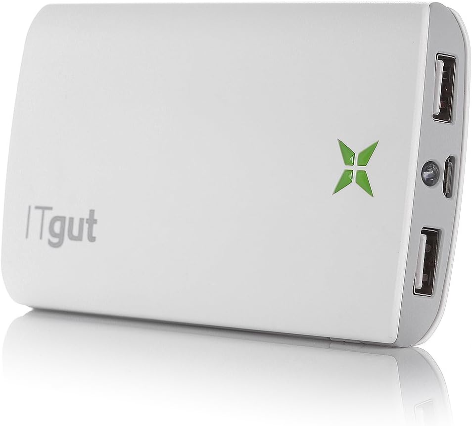 ITgut® X-Power ultra portable 8000 mAh Powerbank Dual USB (2.1A / 1.5A Output) 5V Back Up Battery Pack for Android Phones, Go Pro; iPhone 5, iPad 4, iPhone 4S/3GS/3G iPad 3/2; Samsung Galaxy S4, S3, S2, Galaxy Ace, Galaxy Tab, Galaxy Note 2; HTC Sensation, One X V S, Desire C S X, Wildfire S; Google Nexus 7 Nexus 10; Nokia Lumia 920 800 900 N8; Motorola Razr; LG Optimus; Blackberry Z10; Sony Xperia Z