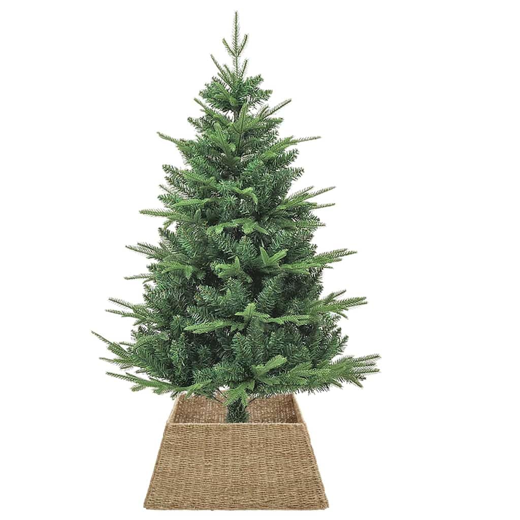 Jupe Sapin Noël Marron en jonc de mer 70 x 70 x 28 cm, Cache Pied de Sapin tissé, Couverture Base décorative, Support pour Arbre, Maison Salon intérieur, Ambiance Festive