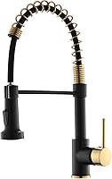 Vista 1 de AIMADI Matte Black Kitchen Faucet,Black and Gold Kitchen Faucet with Pull Down Sprayer Commercial Single Handle Spring Sink Faucets Suitable for