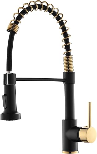 Grifo negro de cocina AIMADI,Grifo de fregadero de cocina con rociador,Grifo de cocina moderno de una sola manija de un solo agujero negro mate