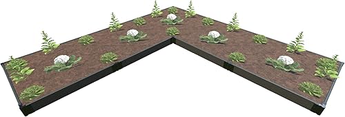 Frame It All Cama de jardín elevada de madera desgastada sin herramientas en forma de L de 12 x 12 x 5.5 pulgadas - perfil de 1 pulgada