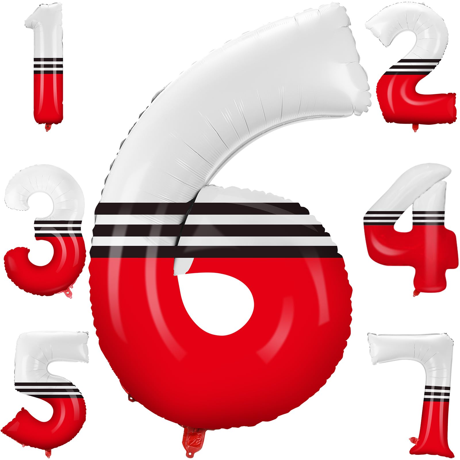 40 Inch Cartoon Red and White Large Number 6 Balloon 40 Inch Anime Cartoon Ball Party Birthday Decorations Supplies Black Red and white Theme Number Balloons for 6th Birthday