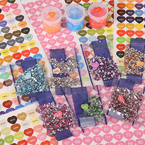 8 Sheets Color Number Stickers, Diamond Art Labels With Numbers Dmc 447 Color Diamond Painting Number Labels For Diamond Art Storage Boxes (Heart Shaped) #TOP3