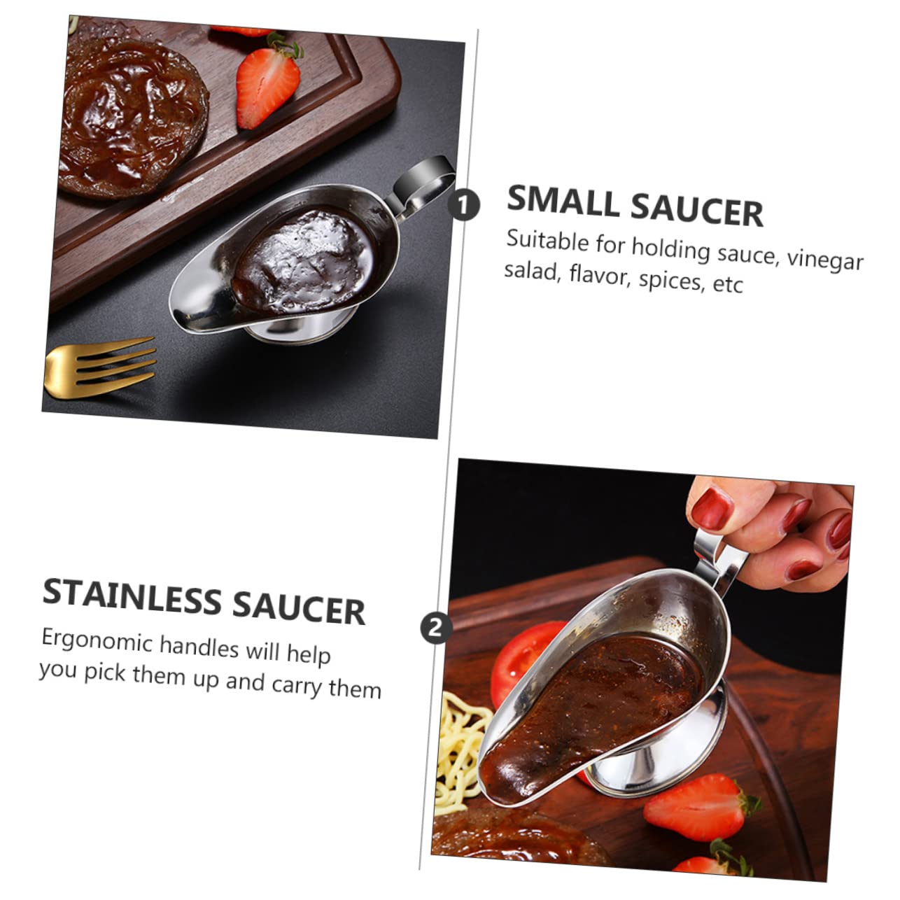 Unomor 3Pcs Sauce Boats Versatile Gravy Containers for Soy Sauce Vinegar and Salad Dressings and for Home Kitchen Parties Picnics