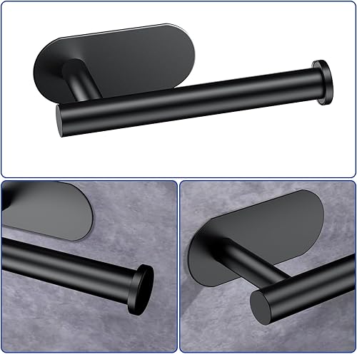 Miniatura 6 de TOOGOND - Toallero autoadhesivo de 5 piezas de accesorios de baño color negro mate SUS304 para montaje en pared, incluye toalla de baño de 16