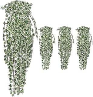 4x Artificial Ivy Bushes Realistic Fake Plant Flower Tree Decoration Balcony Bedroom Living Room Study Save Time Variegated 90cm