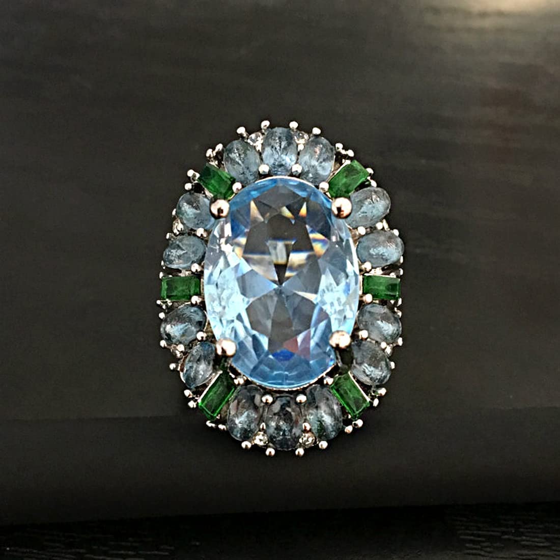 Crystal Studded Classic Silver Plated Ring