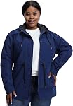 Plus Taille Veste coupe-vent légère pour femme, imperméable Jacket avec capot pour voyager, randonnée, quotidien