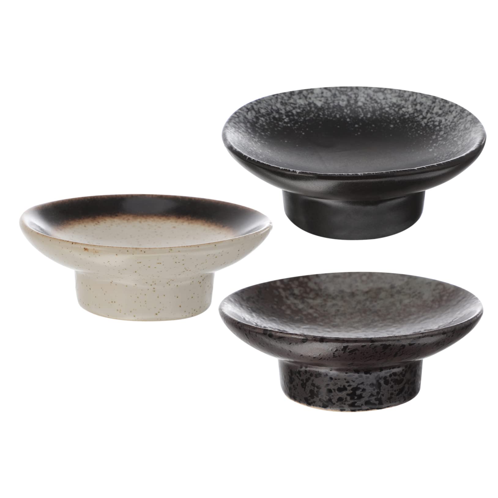 GRIRIW 3 Pcs Snack Plate Fruit Plate Dessert Containers Mini Dipping Plates Mini Appetizer Plates Condiments Containers Saucers Bowl Porcelain Serving Dish Dipping Bowl Ceramics re-usable