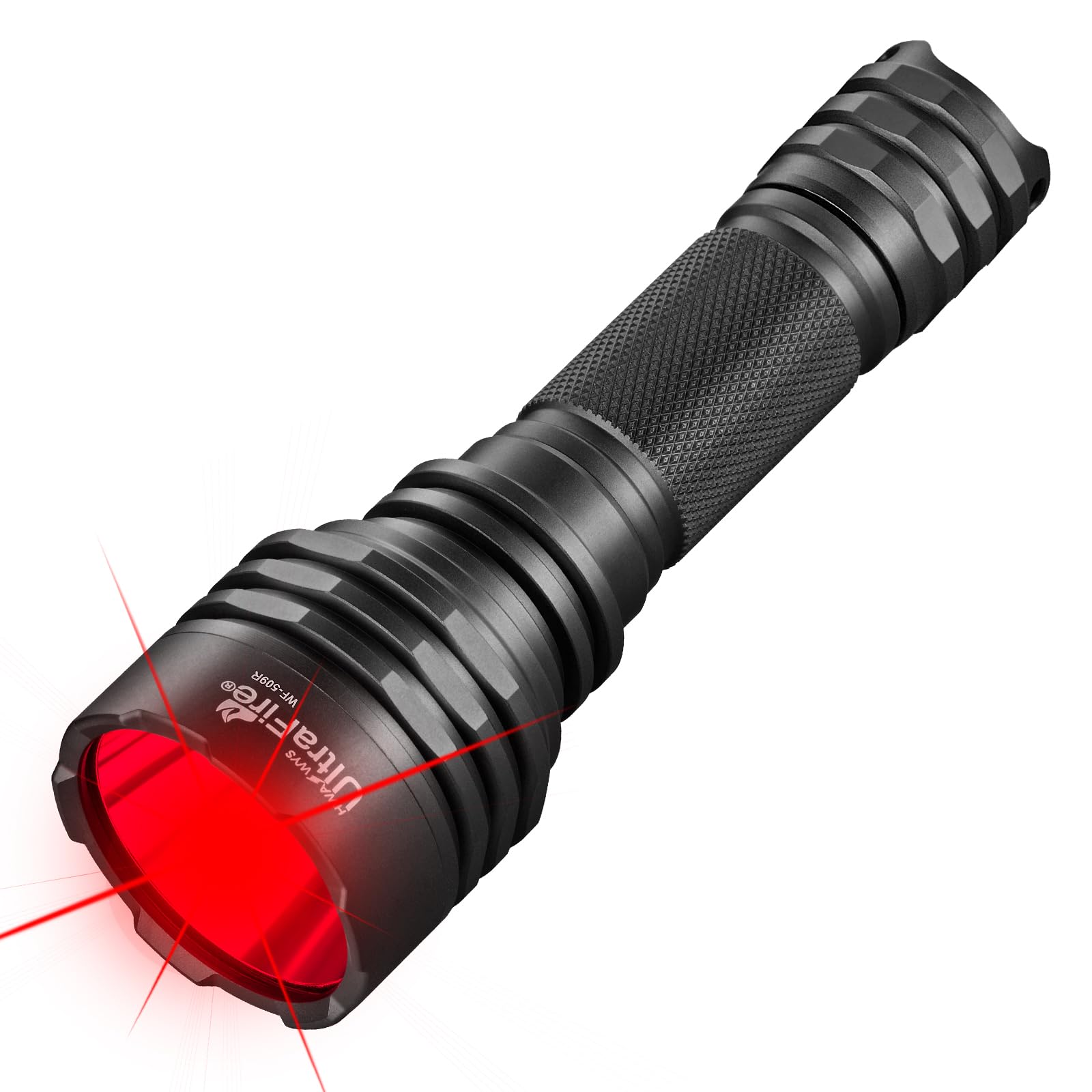 Ultrafire Black Red Light Led Torch 620-630Nm 273 Yards Red Led Torch, 10W Powerful Single Mode Red Hunting Light For Night Vision, Fishing, Astrophotography, Wf-509R