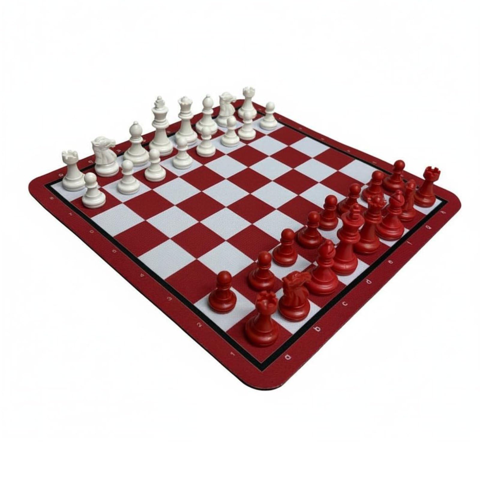 Gralara Chess Set Portable Chess Set Lightweight for Beginners, Students, Red White