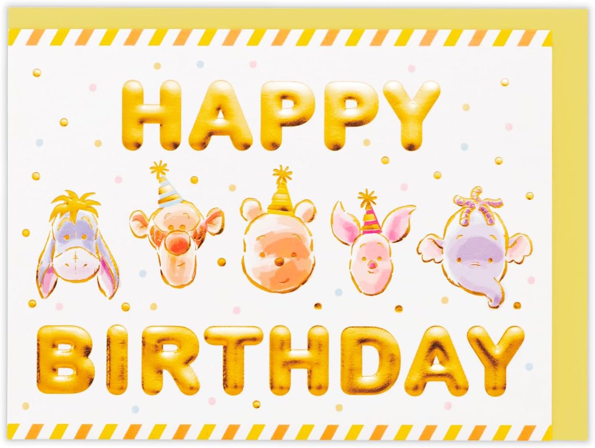Hallmark Disney Birthday Winnie the Pooh Greeting Card with 3D Embossed Face 849566