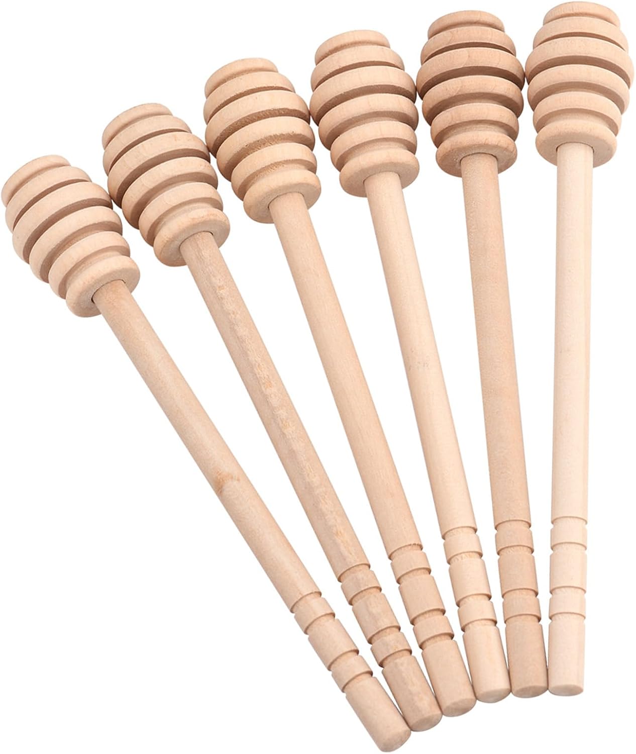 Qiilu Wooden Honey Dipper Sticks for Honey Jar Dispense - 50Pcs Set Household Wooden Jam Dipper Jar Dispensing Collecting Stirring Rod Stick 10.5cm - Suitable for Weddings (Take King Slotting