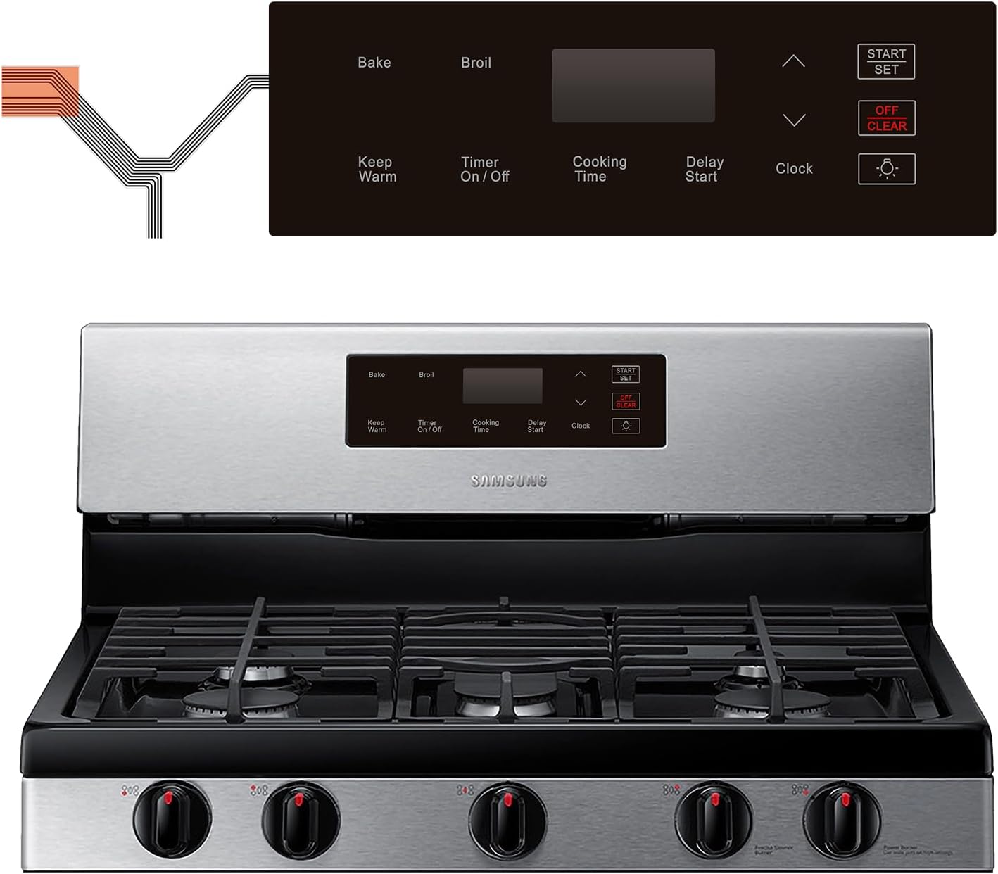 DG34-00036A Range Membrane Switch Touchpad Control Panel Compatible with Samsung Gas Range, Replacement AP6244840 PS12086104 EAP12086104