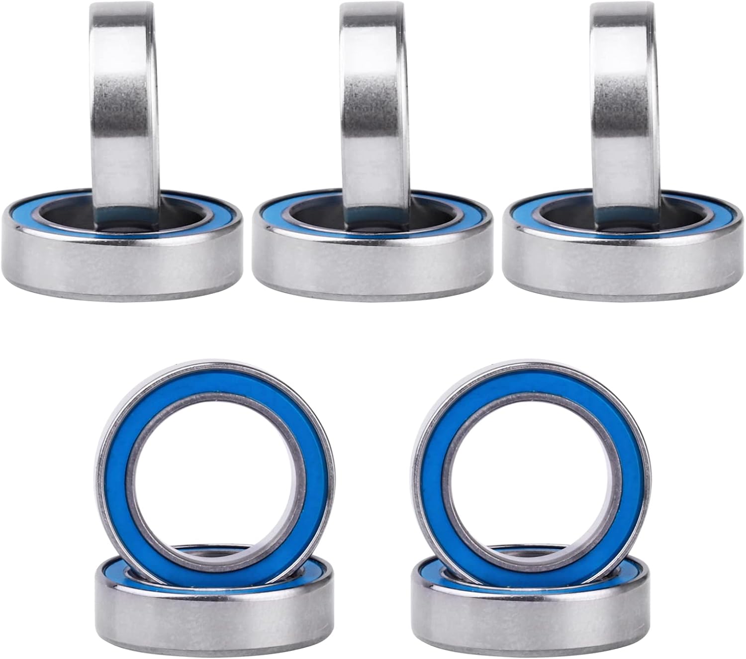 RC Ball Bearings 10-Pack Bearing Steel and Double Rubber Sealed Miniature Deep Groove Ball Bearings (10x15x4mm)