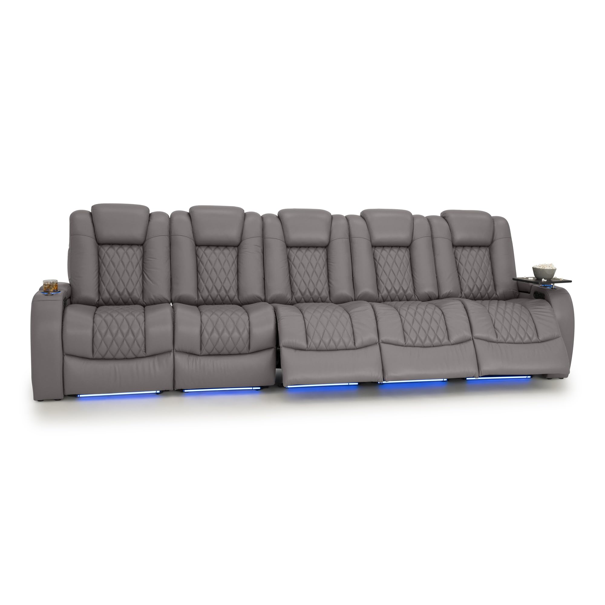 Seatcraft Diamante Home Theater Seating Gray Row of 5 Sofa
