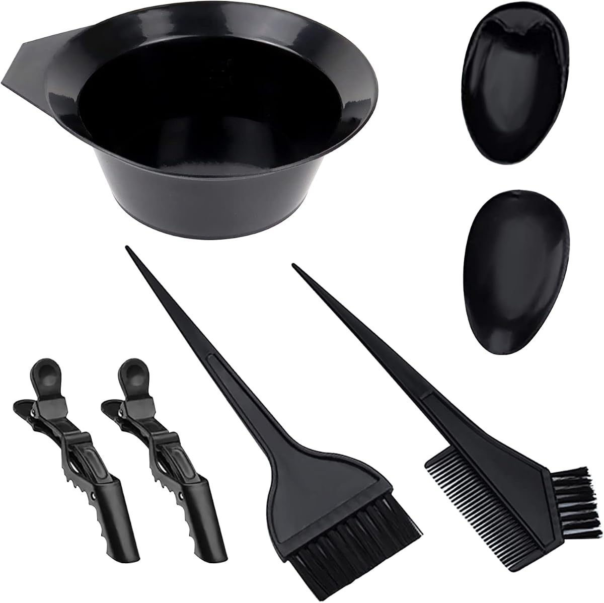 1st Choice Hair Dye Color Brush and Bowl Set, Hair Color Brush Mixing Bowl Kit Tint Comb for Hair Tint Dying Coloring Applicator(2 brushes+mix bowl+earmuffs+ 2 clips)