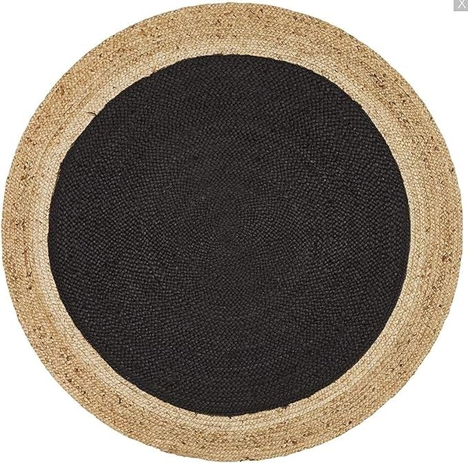 Inner Tapis de salon rond en jute noir, 1,2 m
