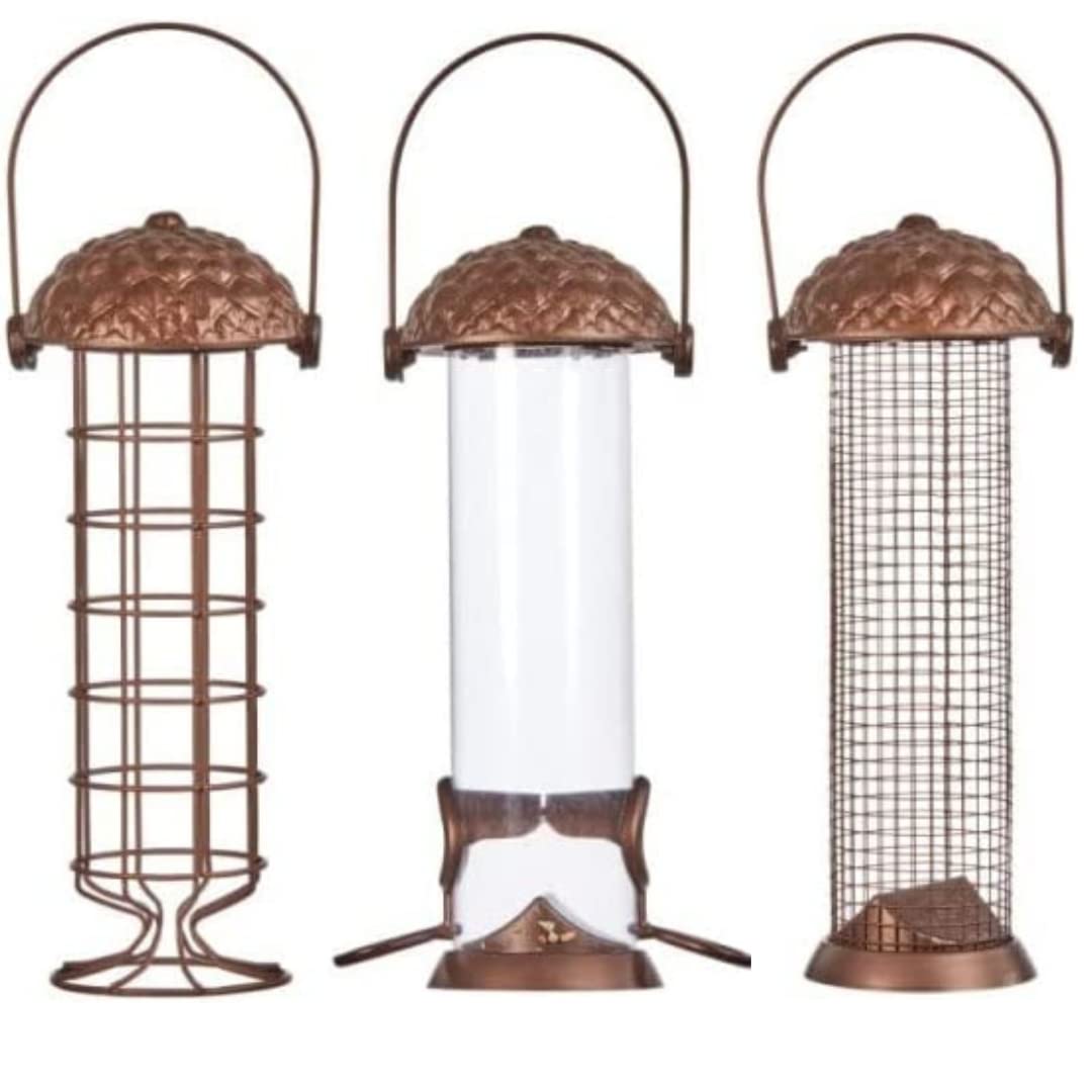 Garden Mile 26cm Acorn Bird Feeders Unique Design And Durable Set of Three Peanuts Seed Fat Ball Feeders Hanging Perfect For Outdoor Patio Garden Bird bird feeders hanging station Hanging Station