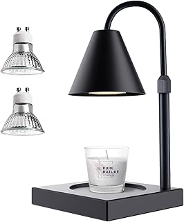 LALISU Candle Warmer Lamp, Dimmable Metal Candle Lamp Warmer Height Adjustable, Compatible with Yankee Candle and 3 Wick Large Jars, Candle Warmer Lamps Scented Wax for Home Decor (Metal Base-Black)