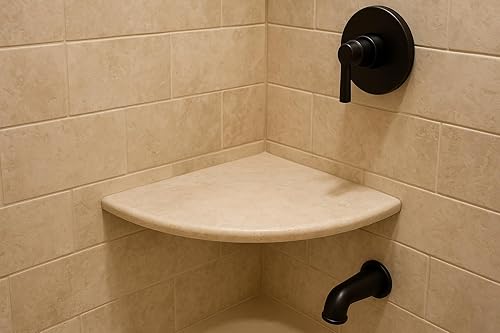 Miniatura 2 de Tenedos Estante de ducha de esquina de baño de travertino claro Durango relleno de crema y afilado de alta calidad, 9 pulgadas (paquete de 2)