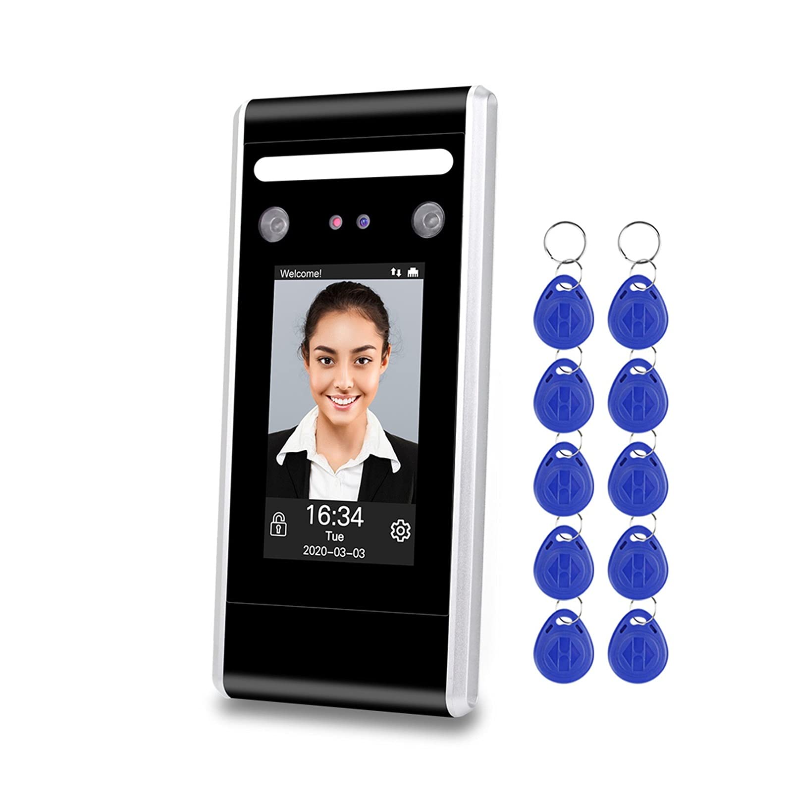 Zeiterfassung für Kleinbetriebe, Zugangskontrolle-Tastatur WiFi TCP/IP/USB Dynamic Face Biometric System Gesichtszeit Anwesenheitsmaschine ID IC(Kit 2)