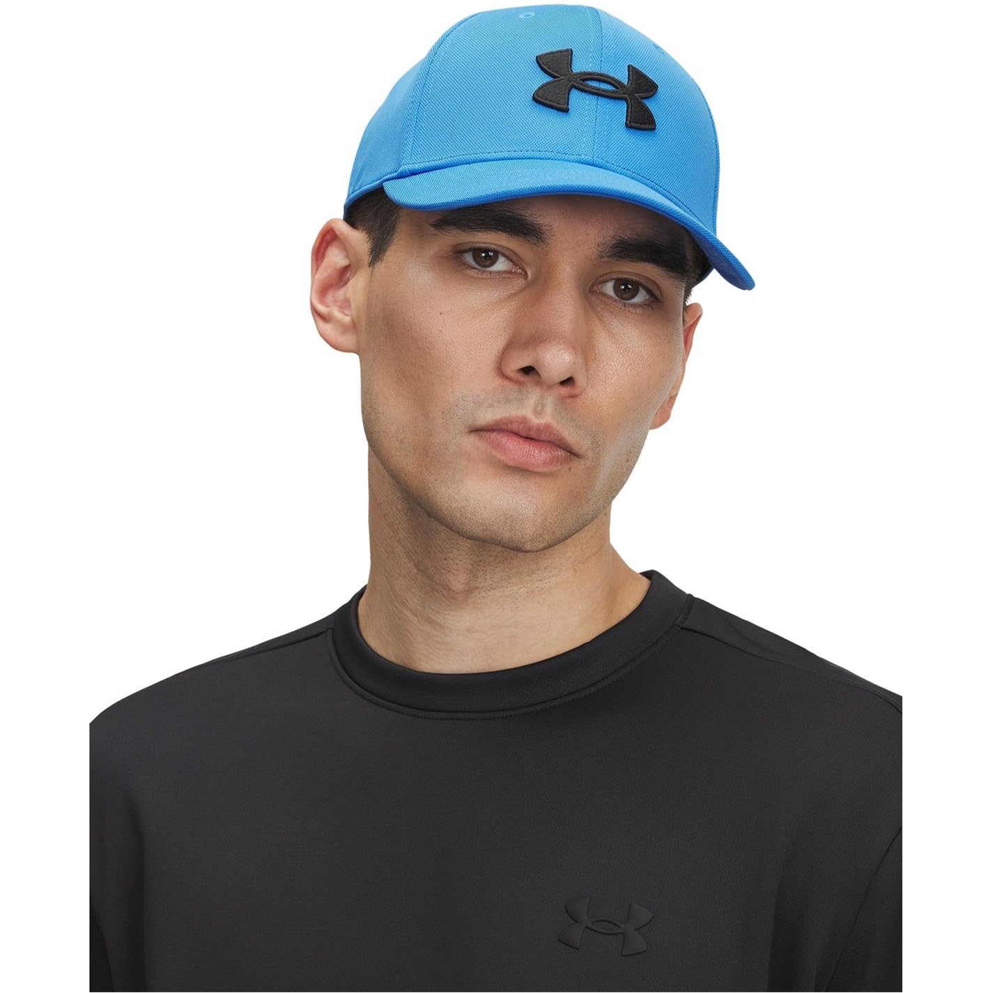 Under Armour Uomo Blitzing, Cappello con Visiera Curva per un'efficace Protezione Solare, Cappellino Sportivo Traspirante ed Elasticizzato,Blue Atlantis/Black,L/XL