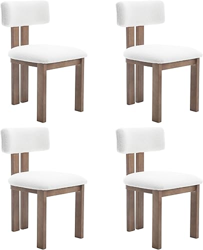 Miniatura 13 de chairus Juego de 2 sillas de comedor de tela de lino, sillas de madera de granja para cocina y comedor, color beige