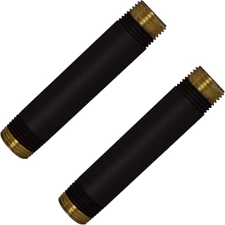 Westbrass D12104-2-62 ½” x 4" IPS Brass Pipe Nipple, Matte Black (2-Pack)