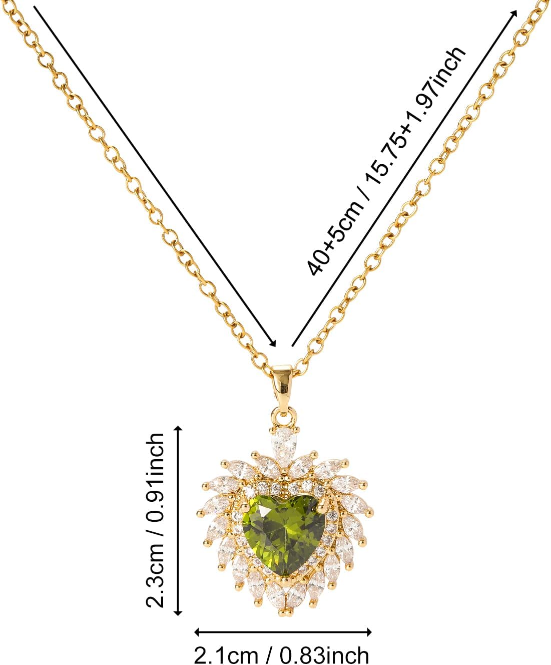 Crystal Heart Pendant Necklace, Gold Plated Chain, Zirconia Ears Of Wheat Necklaces For Women,Birthday Valentines Day Mothers Day Christmas Gifts - Image 2