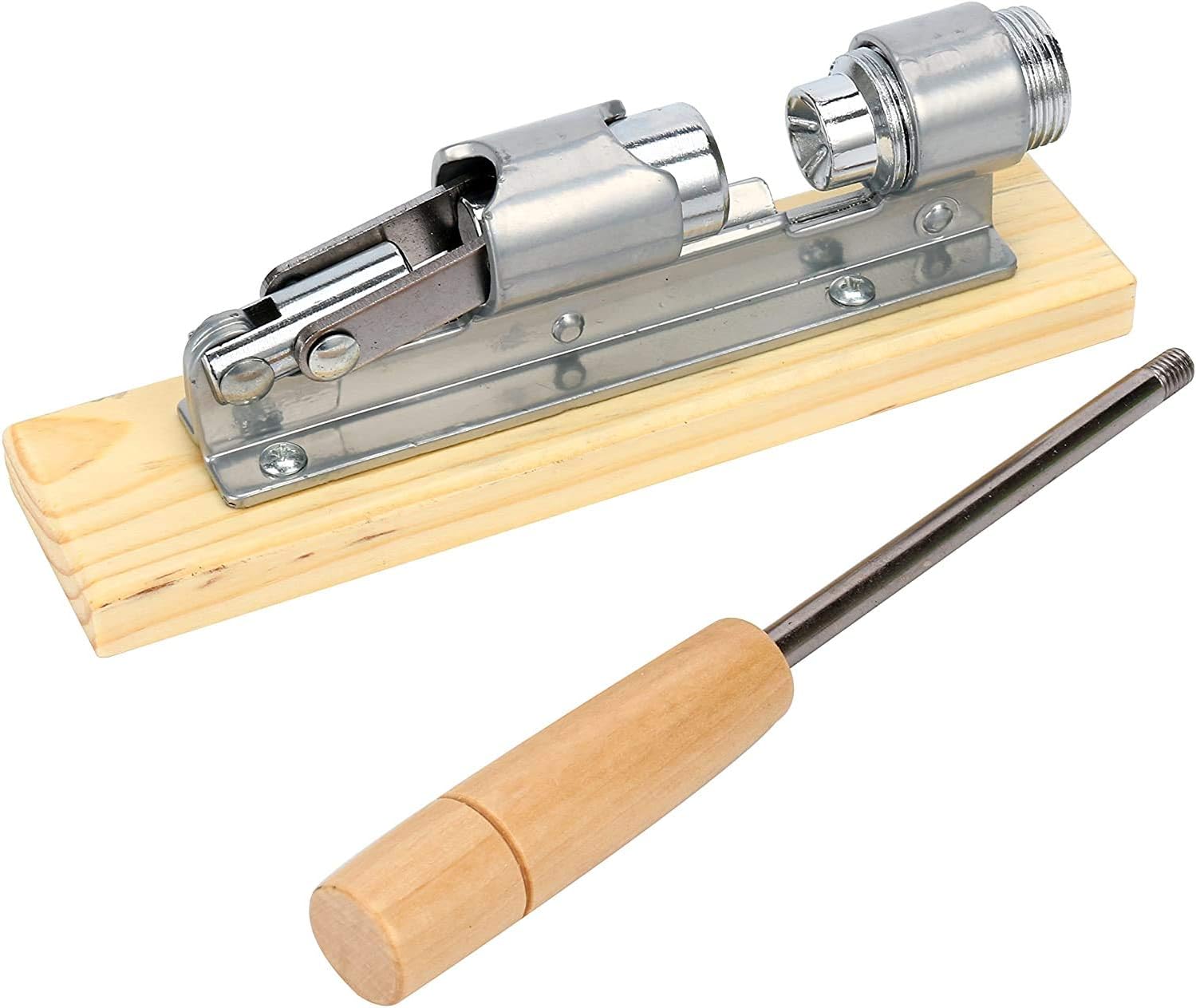 Amarine Made Heavy Duty Pecan Nut Cracker Tool Adjustable Metal Nutcracker for Hazelnuts,Almond,Walnut,Brazil Nut,English Nut,etc.-with Wood Base & Wood Handle: Home & Kitchen