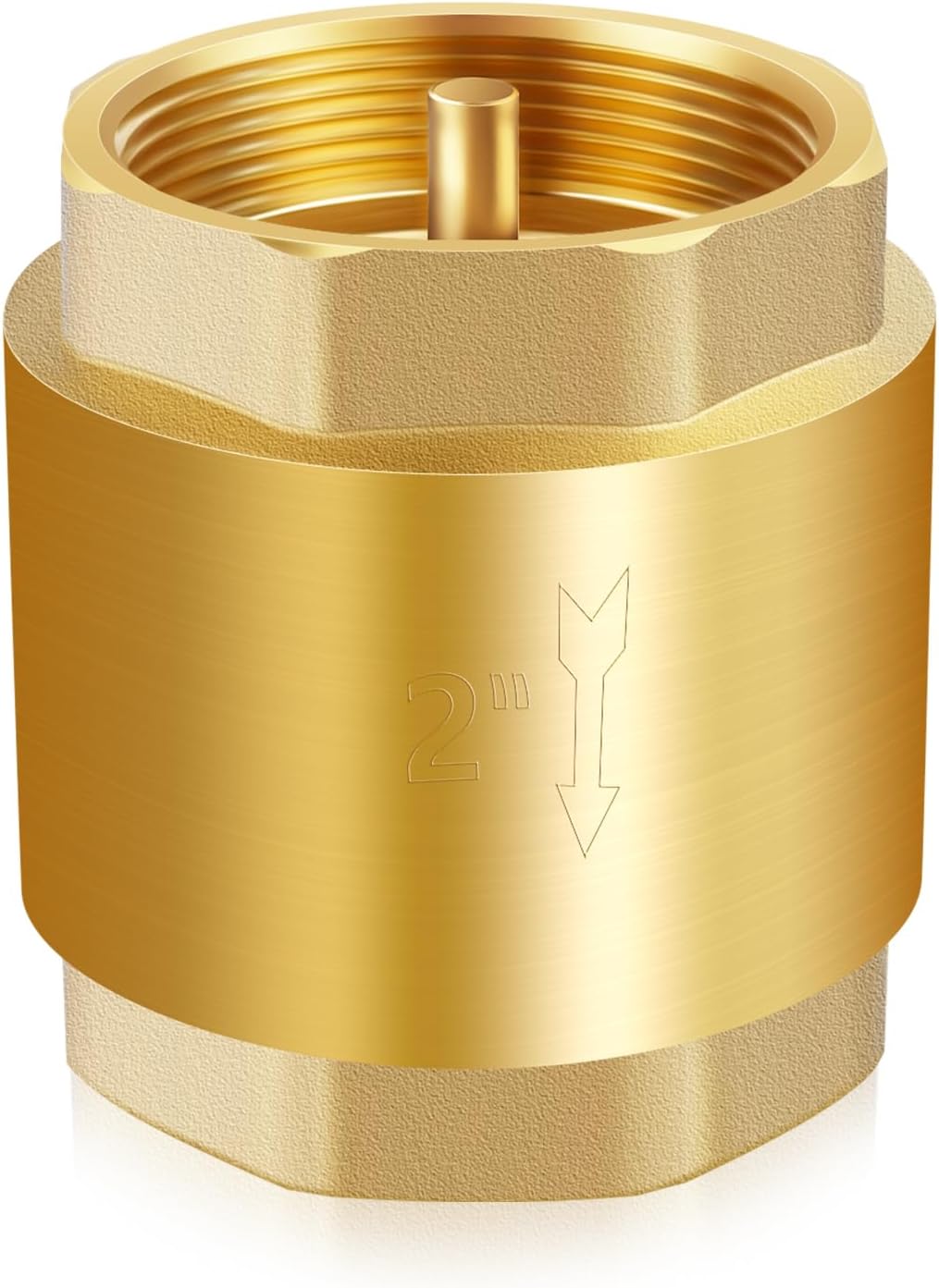Boltigen Solid Brass Spring Check Valve, 2 Inch NPT Female Thread Non Return One Way Horizontal Vertical In-Line Water Check Valve for Well, Pump, Tank, Backflow Preventer