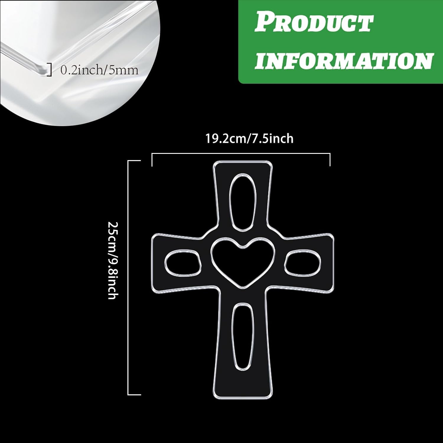 Crosses Template Acrylic Clear Valet Tray Hollow Heart Shape Router Template for Woodworking Drawing Inlay Templates Charcuterie Board Handicraft Decorative 7.5x9.8inch