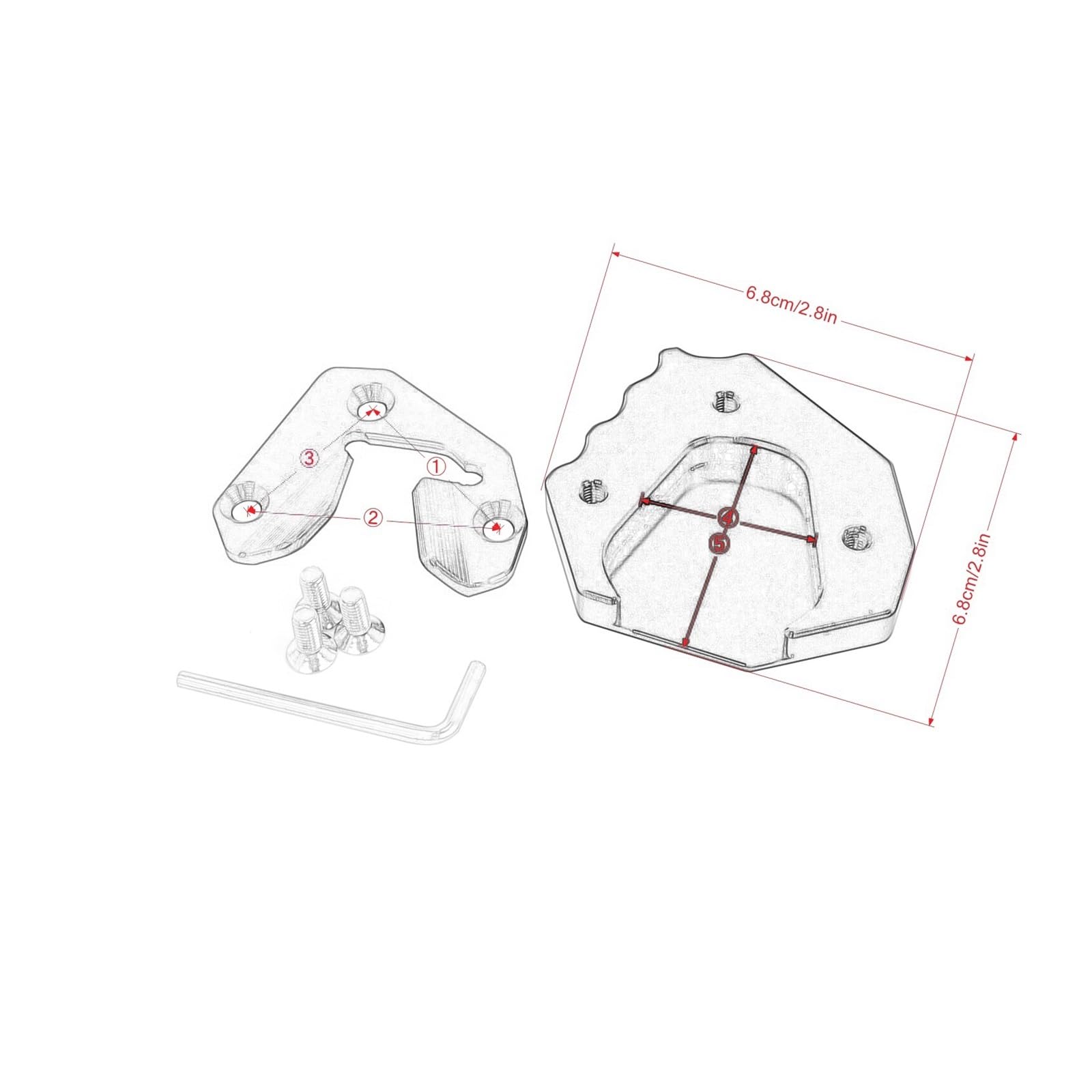 Plaque D'Extension De Béquille Latérale Pour BMW S1000XR 2020-2023 - Support Stable En Aluminium Avec Coussin Agrandissement
