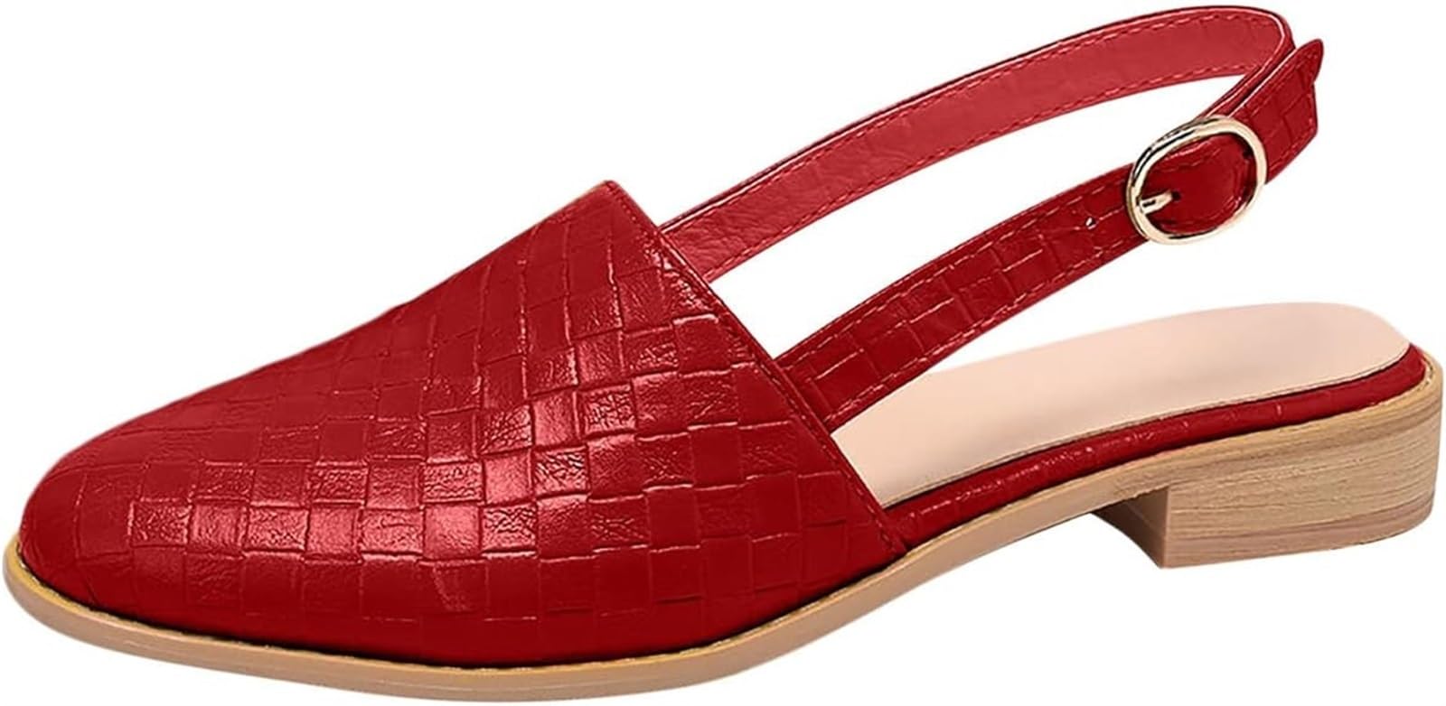 Donna Intrecciato A Punta Mulo Sandali Scivolare su Senza Schienale Tacco Basso Mocassino Appartamenti Ritagliate Casual Sandali Punta Chiusa A Punta Regolabile Fibbia Scarpa