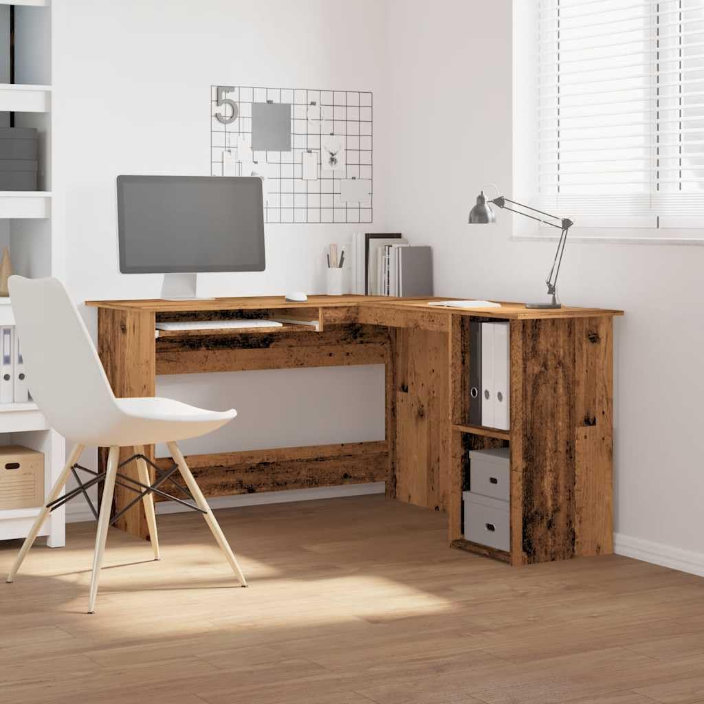 vidaXL Bureau d'angle vieux bois 120x140x75 cm bois d'ingénierie, bureau, bureau d'étude, mobilier de bureau à domicile, bureau d'ordinateur
