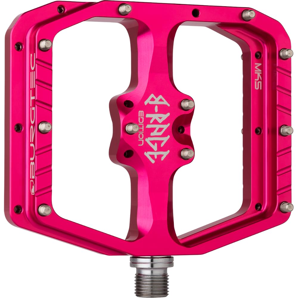 Burgtec Penthouse MK5 B-Rage Edition Flat Alloy Mountain Bike Pedals (Toxic Pink)