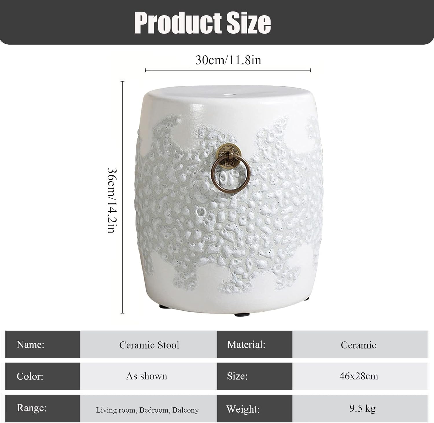 Decorative Garden stools, Ceramic Stool, Glazed Living Room Decorative Shoe Changing Stool for Living Room, Balcony, Garden, Etc.(C)